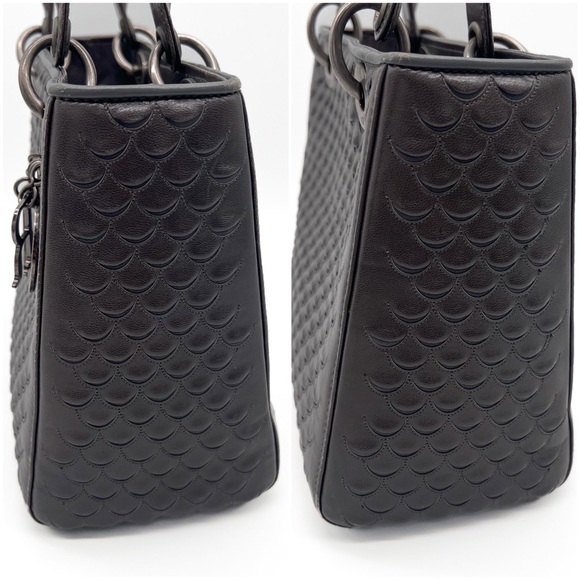 RARE Christian Dior Lambskin Fish Scale Detail Medium Lady Dior Top Handle Bag - Picture 11 of 16